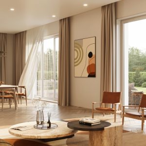 Beautiful interior view of a living room in a large family home