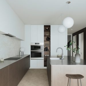 Experience a stylish contemporary kitchen that showcases clean lines combined with a modern aesthetic design